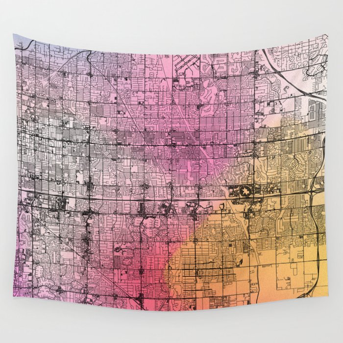 Colorful Mesa, USA City Map Wall Tapestry