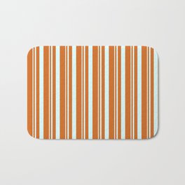 [ Thumbnail: Light Cyan & Chocolate Colored Striped Pattern Bath Mat ]