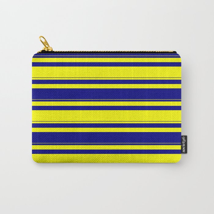 Yellow & Blue Colored Lined/Striped Pattern Carry-All Pouch