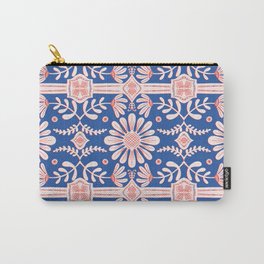 Boho Florals White Blue Red Carry-All Pouch