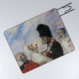 The beautiful wedding couple, a-hem, cough, cough; squelette arrêtant masques grotesque art portrait painting masks and ugly skeletons by James Ensor Picnic Blanket
