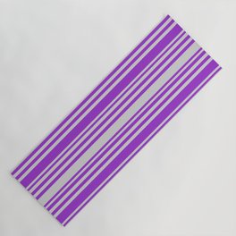 [ Thumbnail: Light Gray & Dark Orchid Colored Lines Pattern Yoga Mat ]