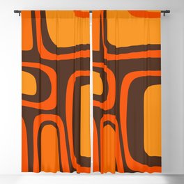 Palm Springs Retro Mid-Century Modern Abstract Pattern in 70s Brown and Orange Blackout Curtain