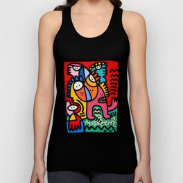 Colorful and Funny Graffiti Creature with a Red Sky By Emmanuel Signorino Tank Top