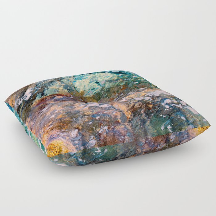 Abstract Flowing Water Photo Manipulation Floor Pillow