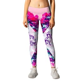 Be You Be Weird Typography Pink Purple Watercolor Leggings | Bold, Painting, Cool, Beyoubeweird, Vibrant, Trendy, Weird, Girly, Handpainted, Girlytrends 
