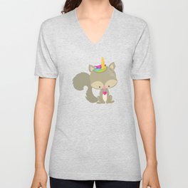 Unicorn Squirrel, Cute Squirrel, Little Squirrel V Neck T Shirt