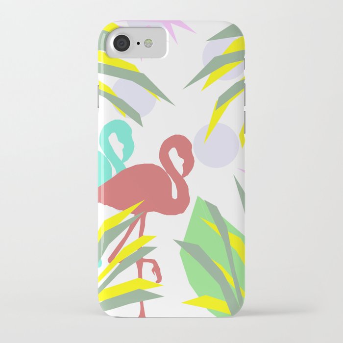 Flamingo jungle iPhone Case by ARTbyJWP | society6 - Neon bikini denim shorts outfit
