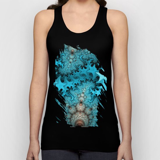 Cute blue stars and decorative orbs, fractal abstract Unisex Tank Top