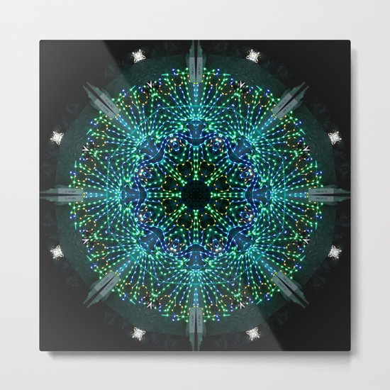 Kaleidoscope fantasy on lighted peacock shape Metal Print
