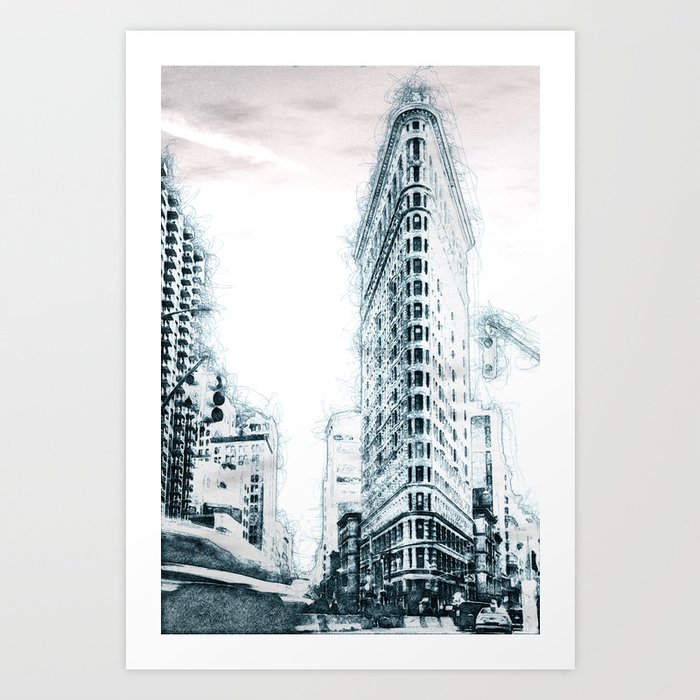 Flatiron Building New York City - Sketch Art Art Print