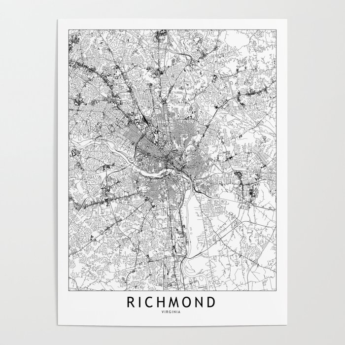 Richmond White Map Poster