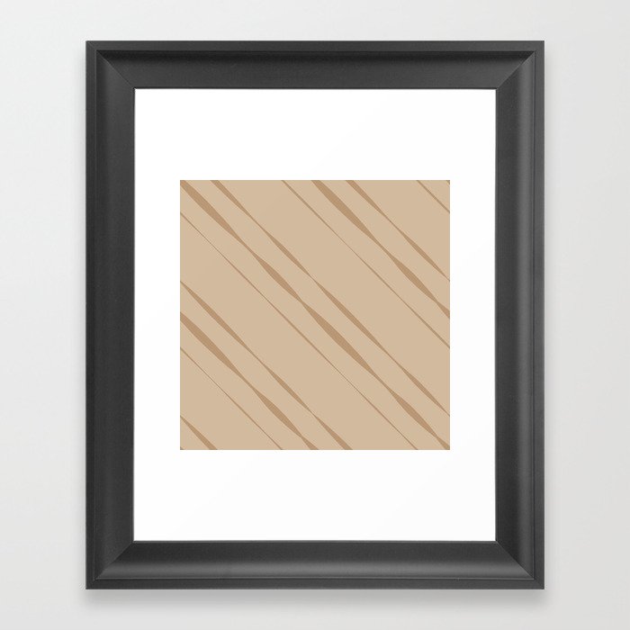 Dark beige stripes on beige Framed Art Print