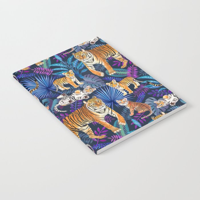 Family of Tigers (Navy & Purple) Notebook