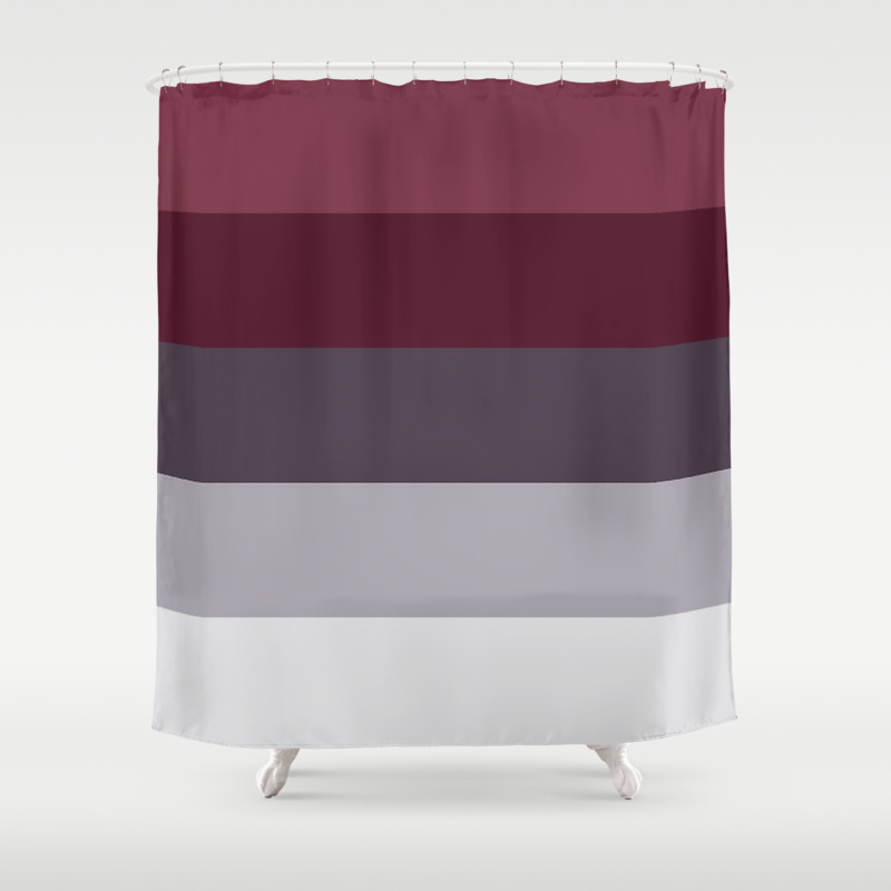 red and grey shower curtain