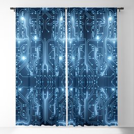 Circuit Board Glow Dark Blue 3D Printed Mother Board Blackout Curtain