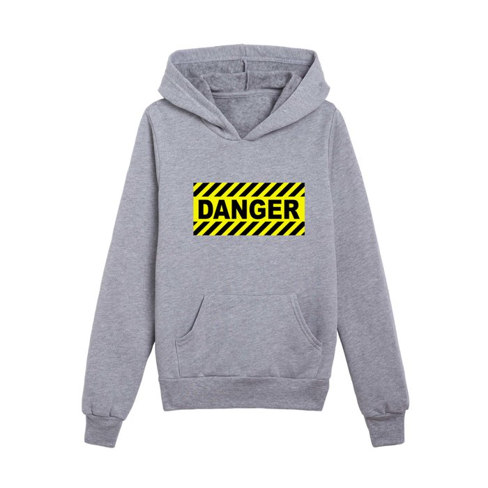 Yellow And Black Danger Sign Kids Pullover Hoodie