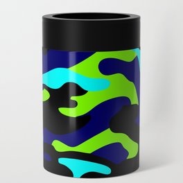 Camouflage Pattern Neon Green Black Blue Navy Can Cooler