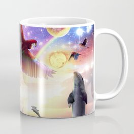 Dolphin And Parrot Ocean Animal Space Scene Coffee Mug