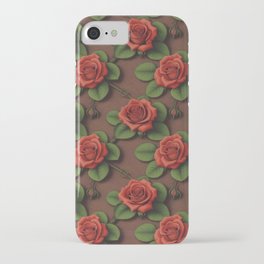 Vintage Blooms: Earthy Rose Pattern iPhone Case