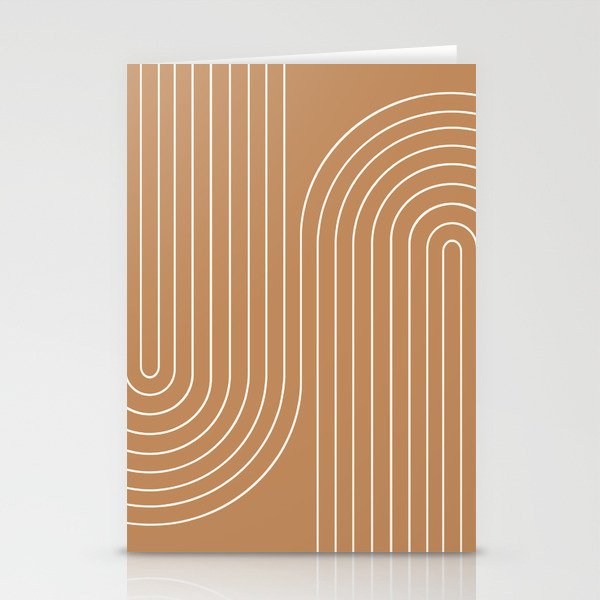 Minimal Line Curvature LXXXI Peach Orange Mid Century Modern Arch Abstract Stationery Cards