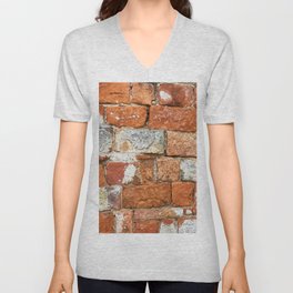 Old repaired wall with brick texture V Neck T Shirt