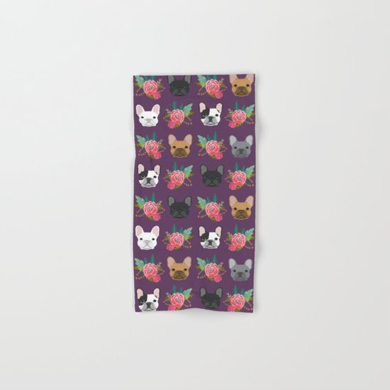French Bulldog florals cute spring summer dog gifts bright happy frenchie puppy dog portraits Hand & Bath Towel
