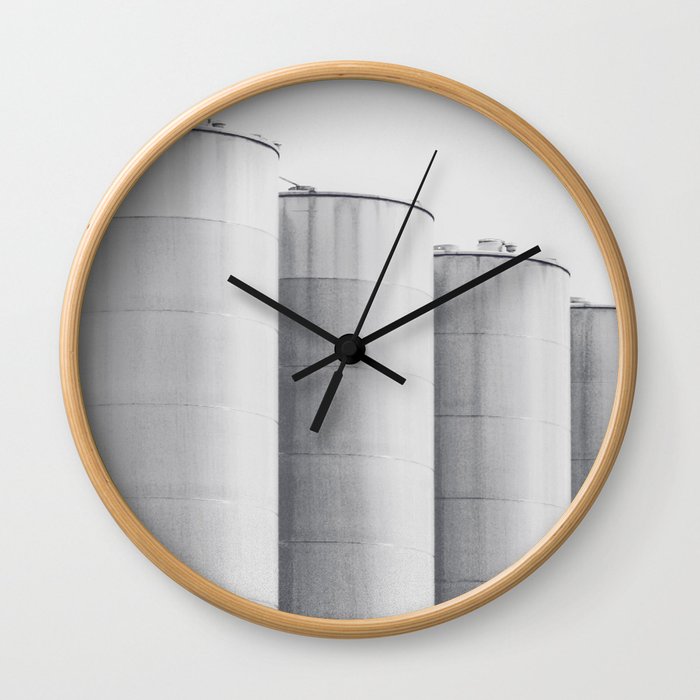 Industrial, architecture photography, fine art, black & white photo, b&w urban, man cave gift Wall Clock