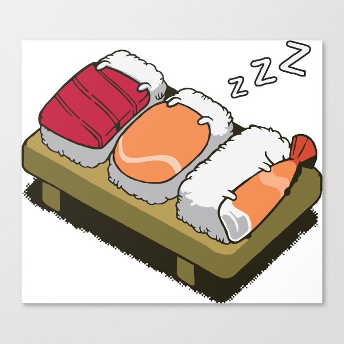 three cute sushi sleeping Canvas Print