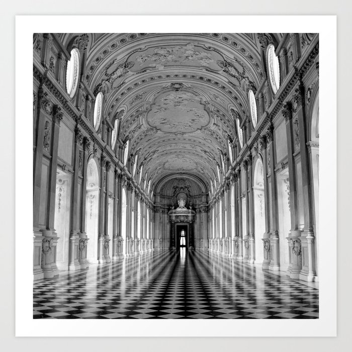Italy Photography - Castle Corridor In Gray Art Print