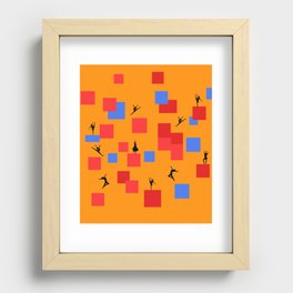Dancing like Piet Mondrian - Composition in Color A. Composition with Red, and Blue on the orange background Recessed Framed Print