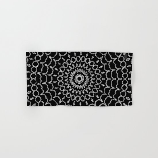 Mandala Fractal in Black and White Hand & Bath Towel