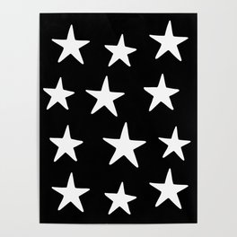 Star Pattern White On Black Poster