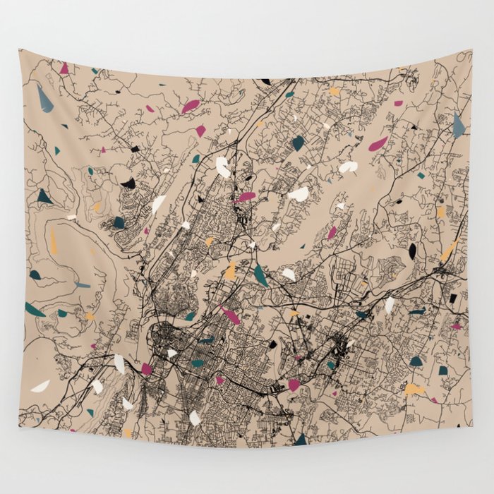 Chattanooga - USA - Eclectic Map Wall Tapestry