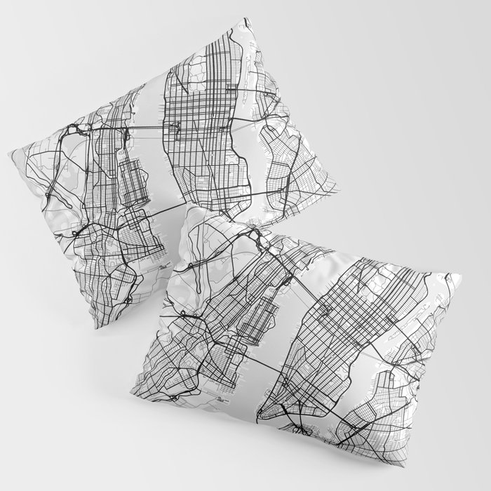 Scandinavian map of New York City in grayscale Pillow Sham by Society6