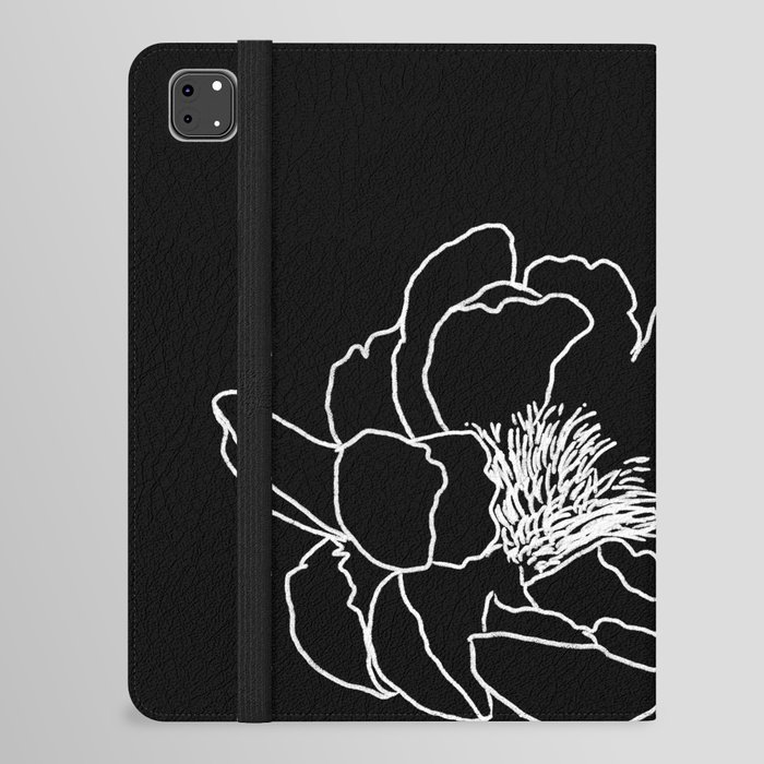 White and Black Large Floral Line Drawing iPad Folio Case by Lindsay Shapka  Art | Society6