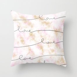 Pink Marble Love Throw Pillow