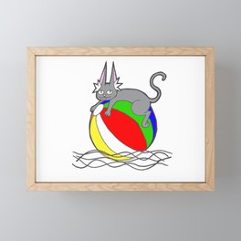 Beachball Cat Framed Mini Art Print