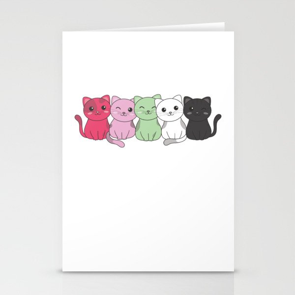 Androgynous Flag Pride Lgbtq Cute Cats Stationery Cards