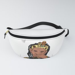 King With Crown Thinking Uncertain About Future, White Background Fanny Pack