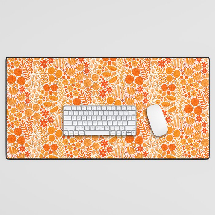 Wildflower Field- Orange & White Desk Mat