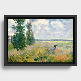 Poppy Fields near Argenteuil by Claude Monet Framed Canvas