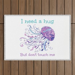 I Need A Hug But Don't Touch Me Introvert Stay Away Jelly Outdoor Rug