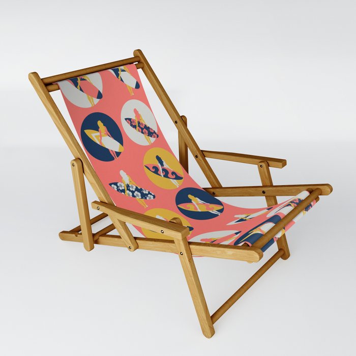 Surfer Girl Pattern Coral Sling Chair
