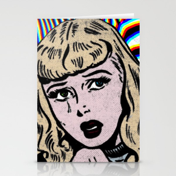 Comic Girl Crying | Vintage Comics Aesthetics Stationery Cards