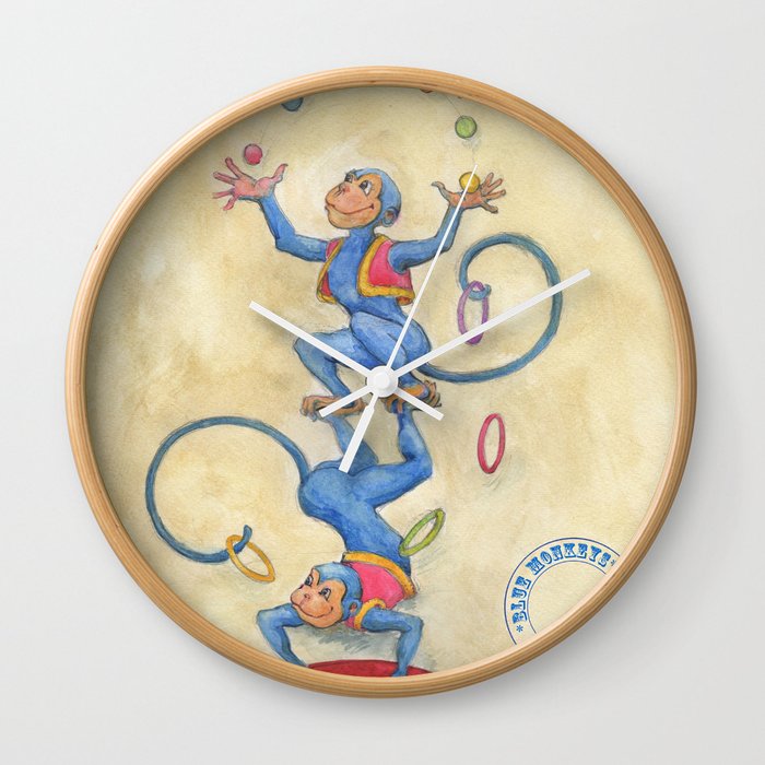 Blue Monkeys Wall Clock