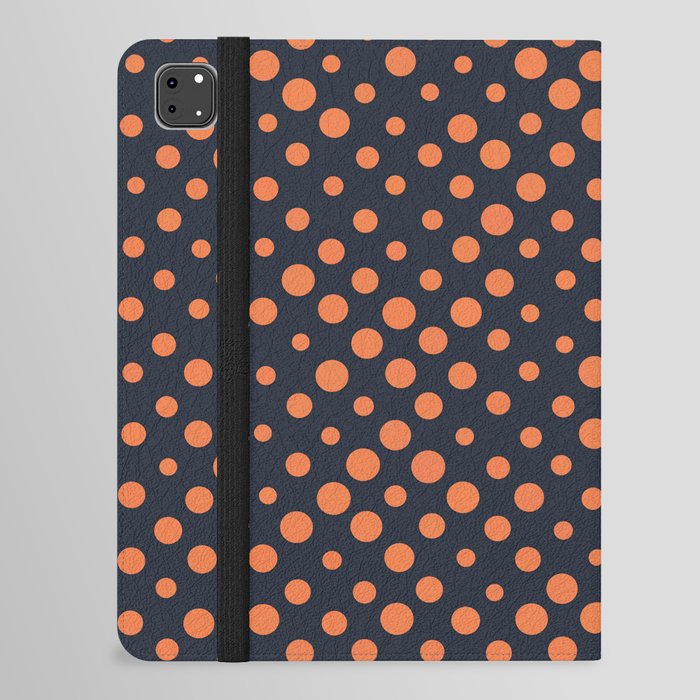 Navy Blue And Orange Polka Dots Orange Polka Dot Background Retro Blue & Orange Dotted Pattern iPad Folio Case