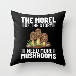 Morel Mushroom Hunting Morchella Season Fungi Throw Pillow