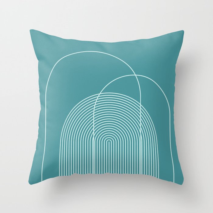Geometric Lines in Teal Blue-Green Throw Pillow