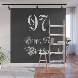 [ Thumbnail: Happy 97th Birthday - Fancy, Ornate, Intricate Look Wall Mural ]